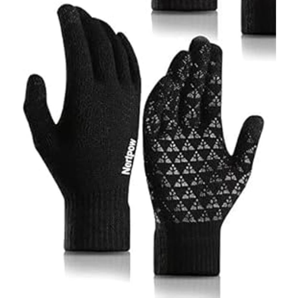 Nertpow Winter Gloves For Men And Women Black Anti-Slip